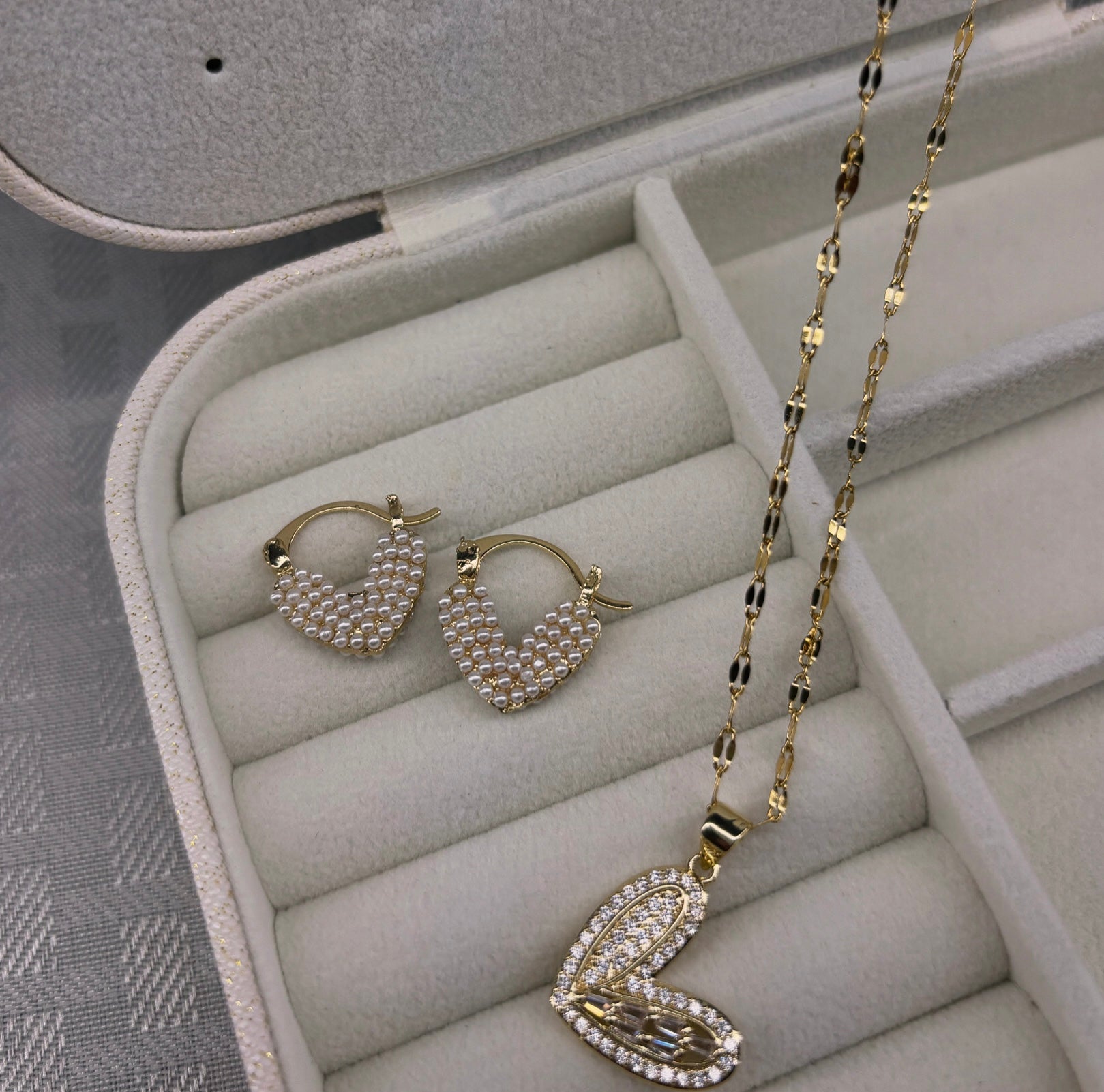 Gold Pearl Hoops
