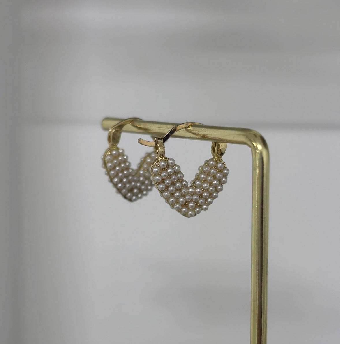 Gold Pearl Hoops