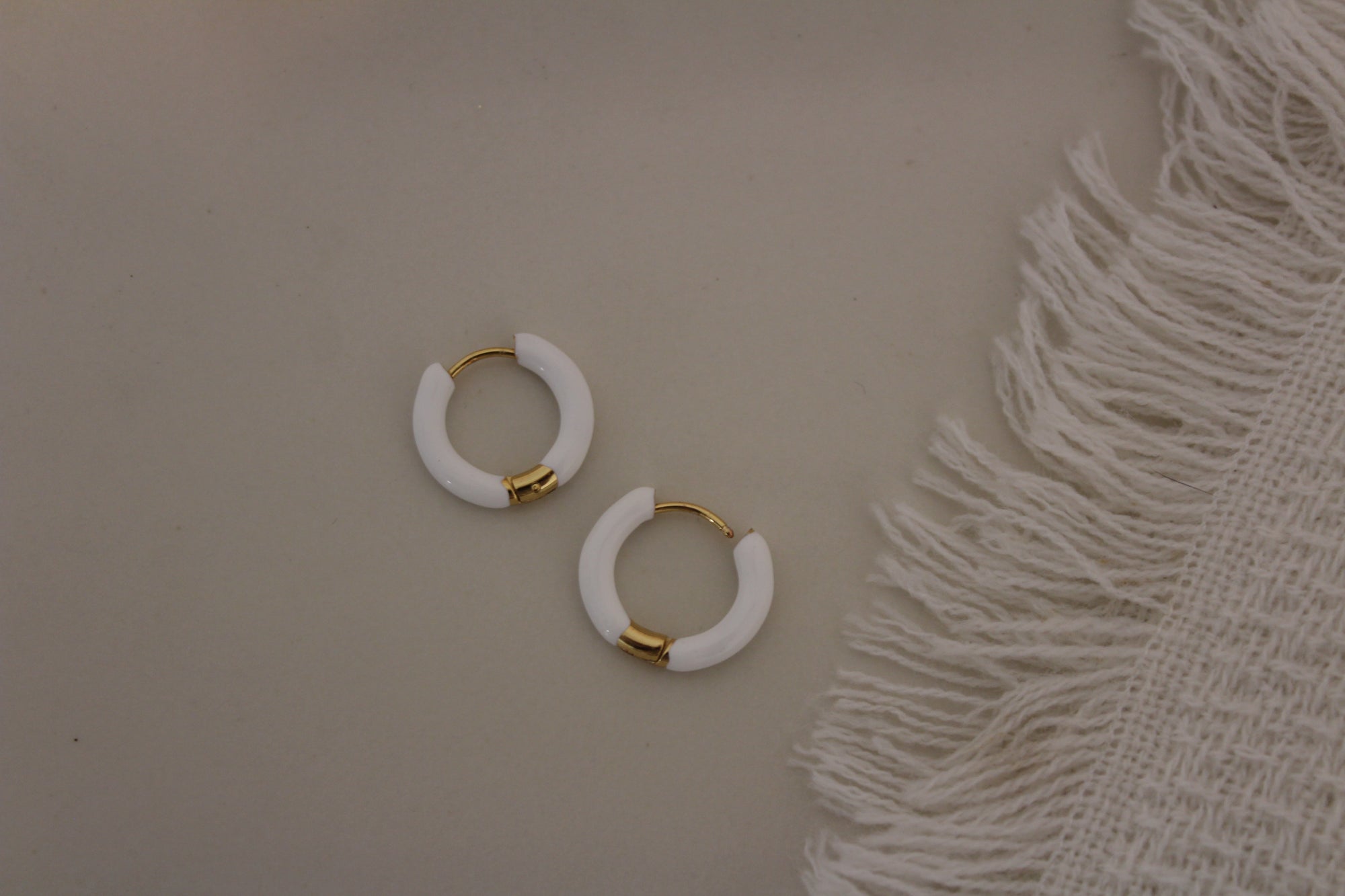 White & Gold Enamel Hoop