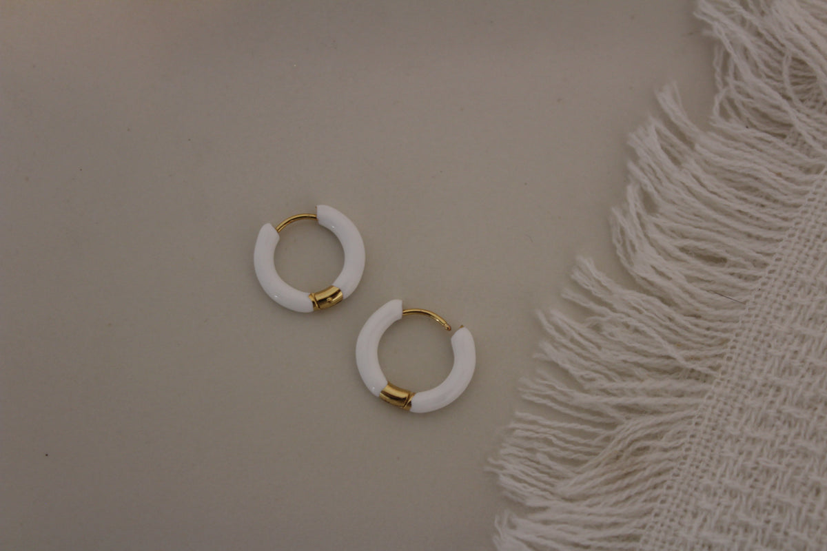 White & Gold Enamel Hoop
