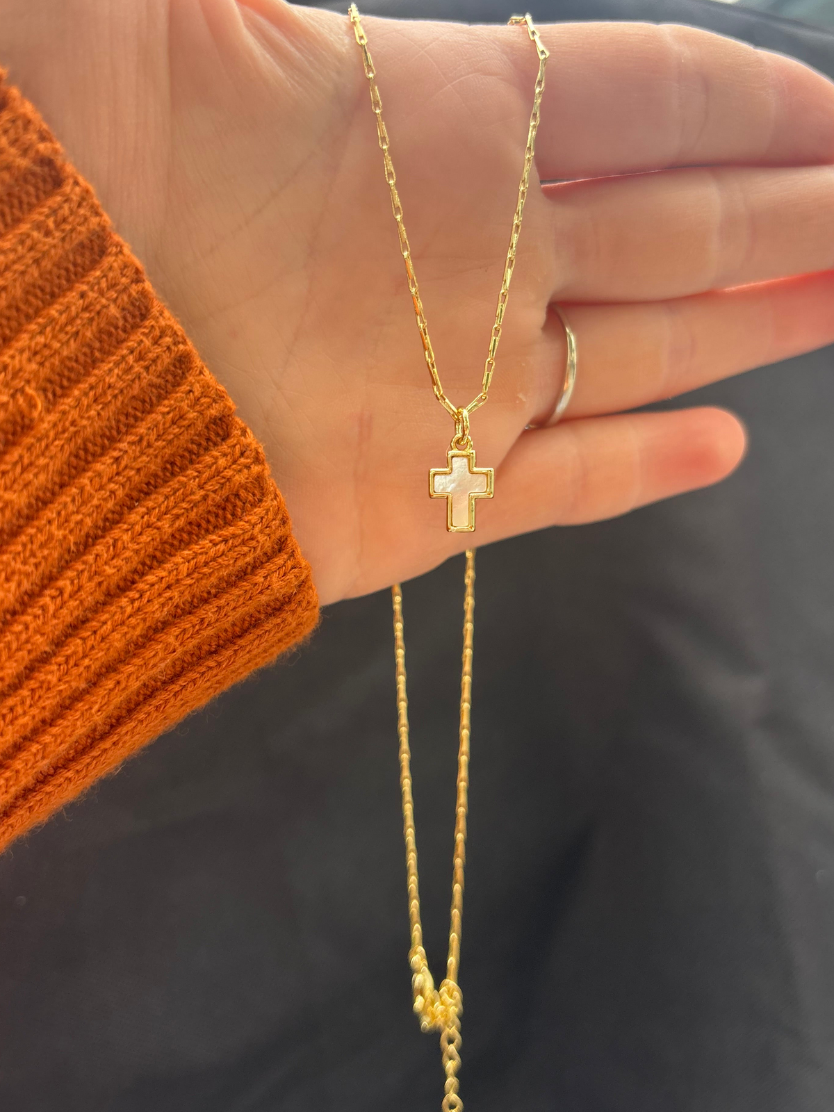 Mother Of Pearl Cross Necklace