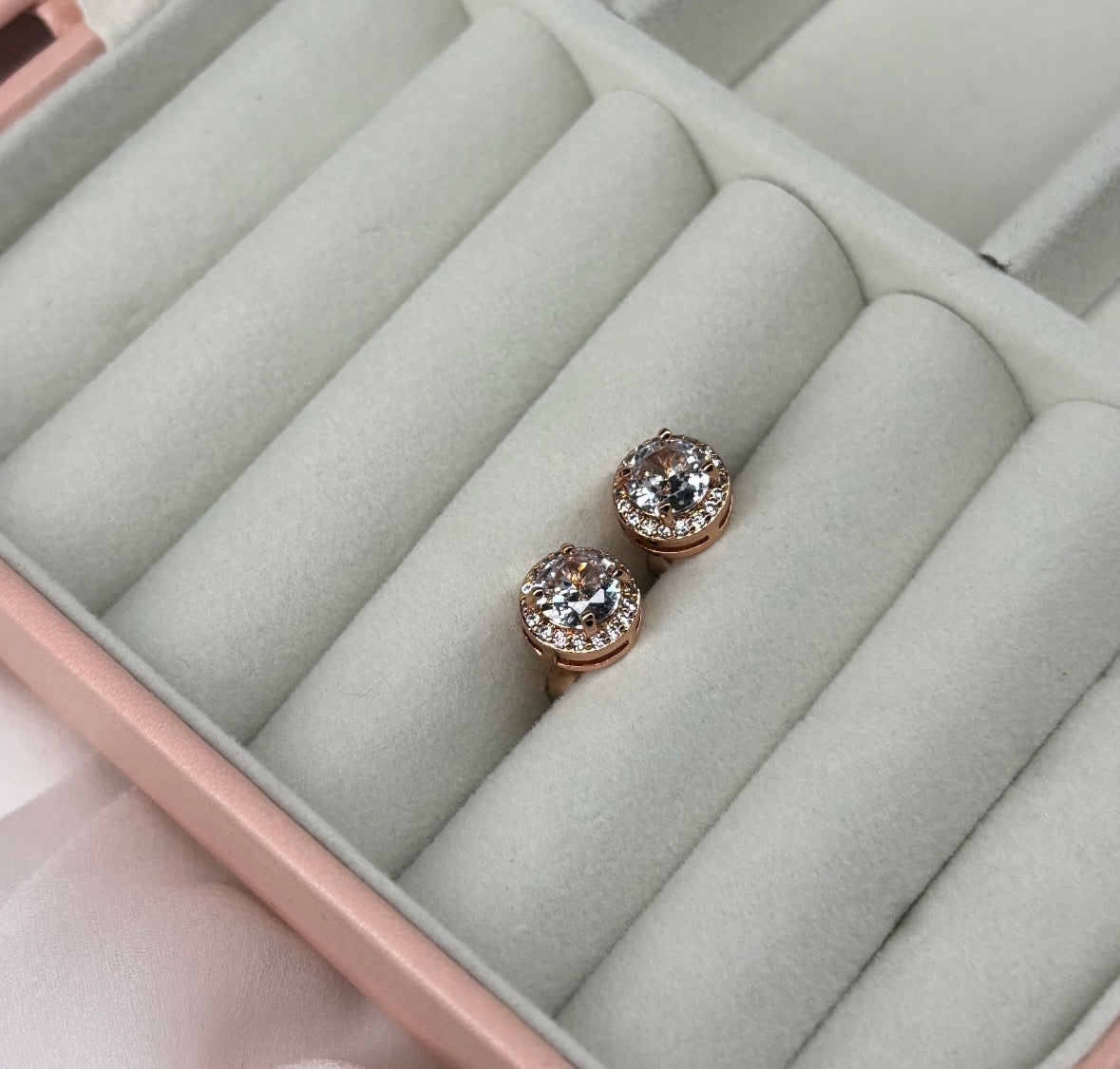 Rose Gold Halo Earrings