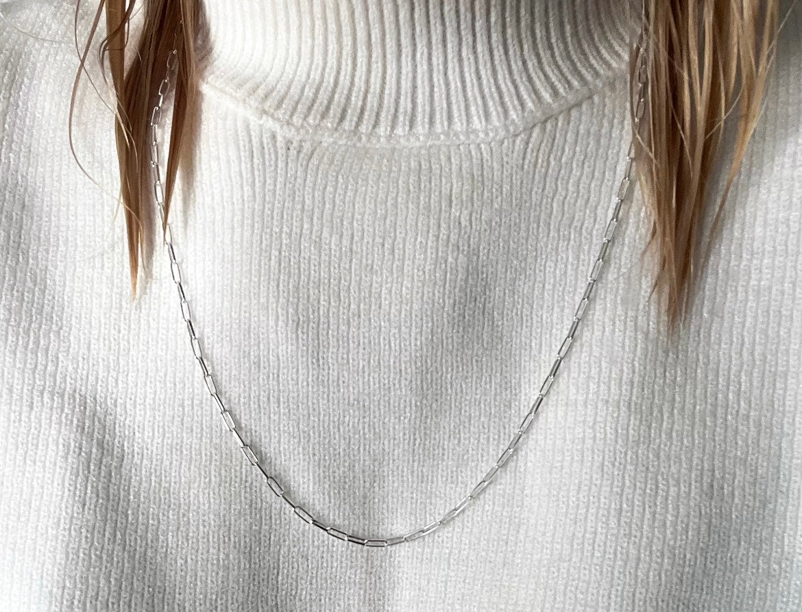 Small Silver Chain Link Necklace