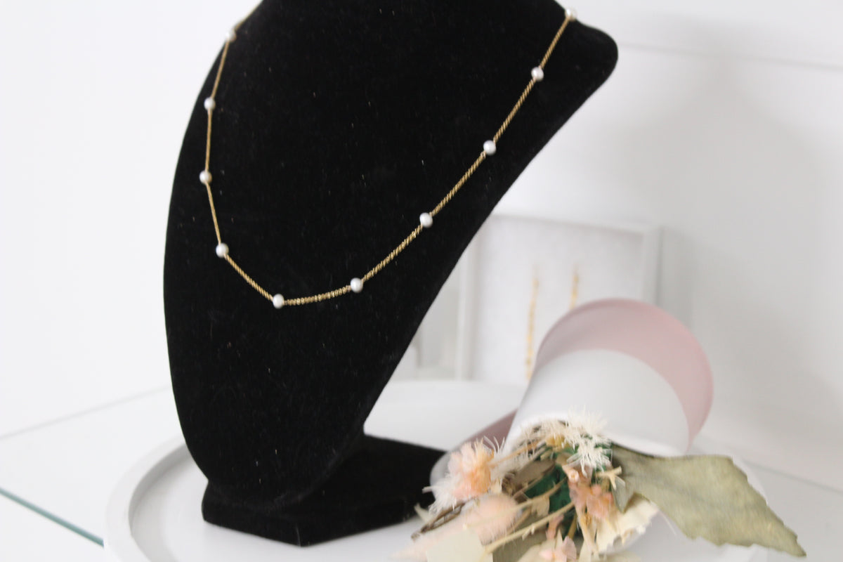 14K Gold Filled Fresh Water Pearl Necklace & Earrings