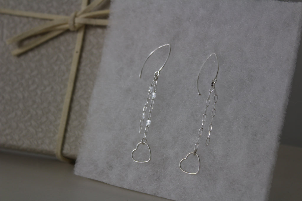 Silver Heart Dangles