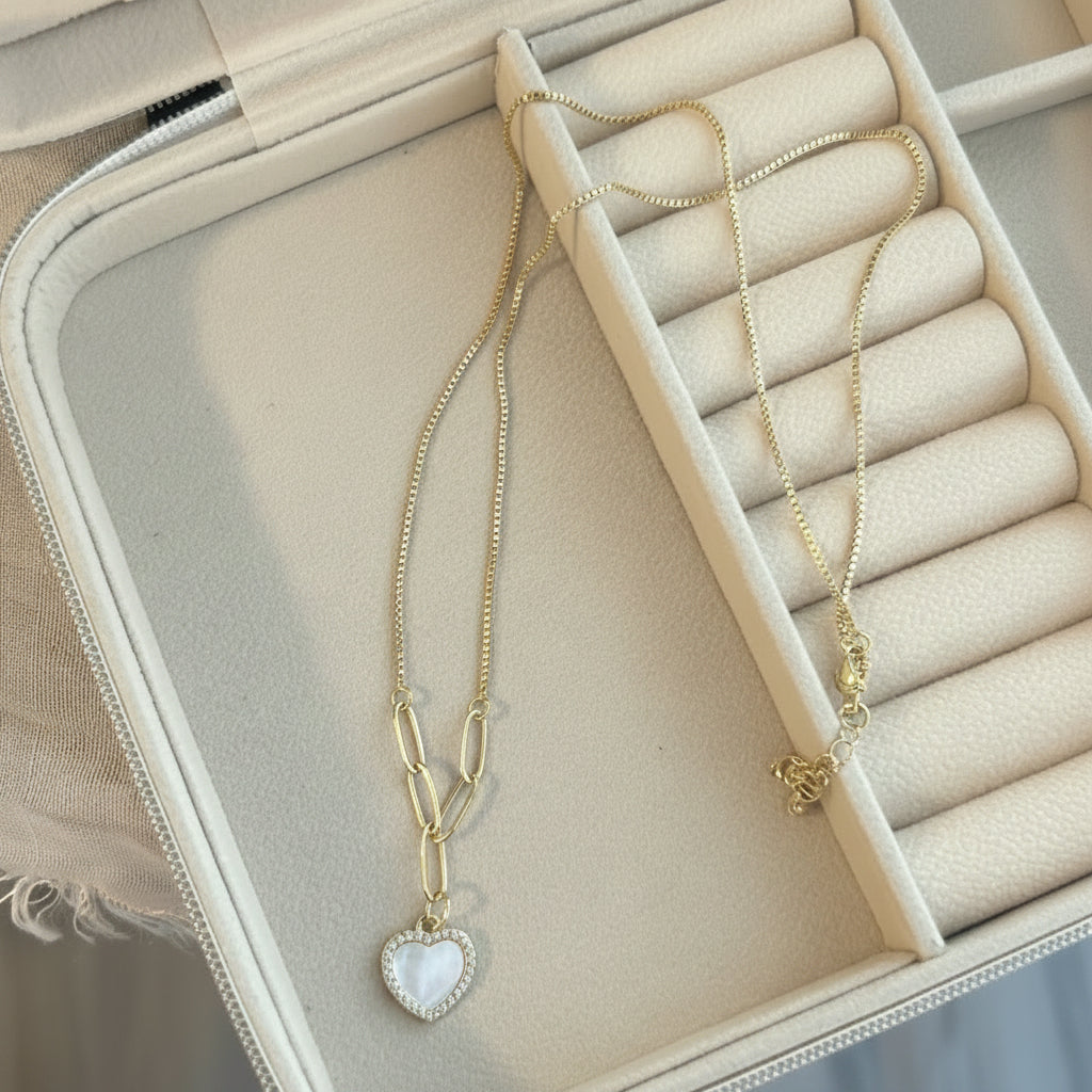 Pearl Gold Heart Necklace