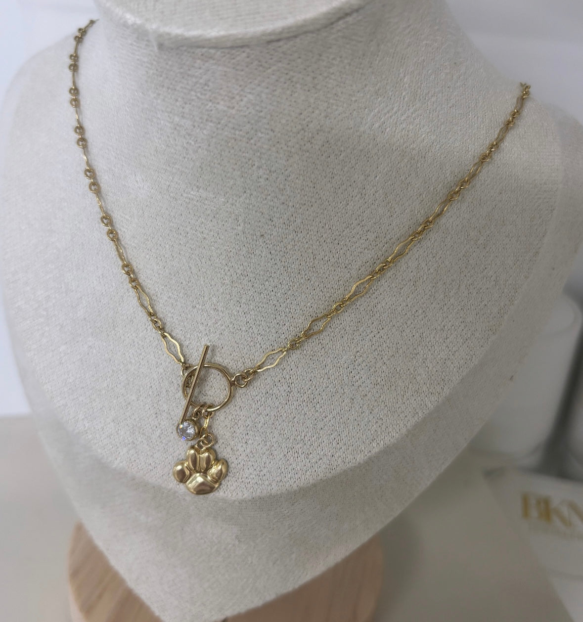 14K Gold Filled Paw Toggle Clasp Necklace