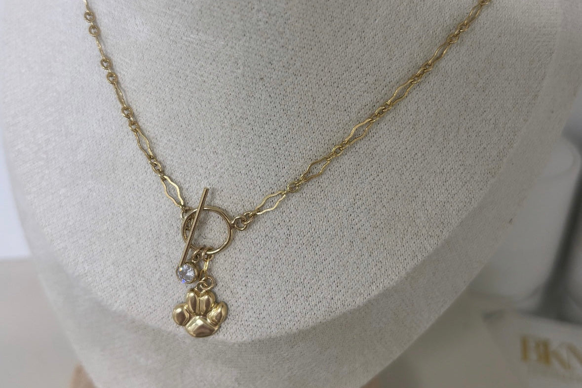 14K Gold Filled Paw Toggle Clasp Necklace