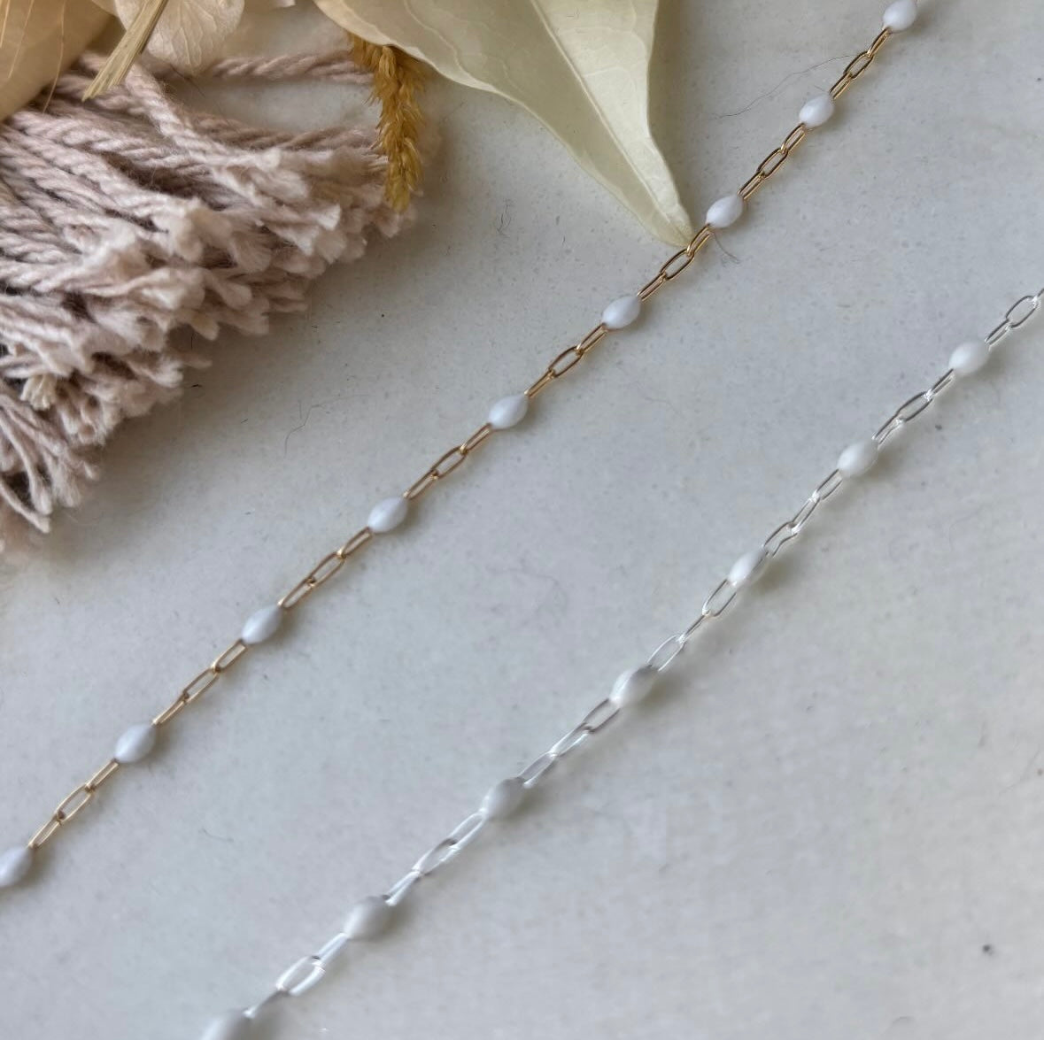 Choose Your Enamel Chain (.925 Sterling Silver Bracelet OR Anklet)