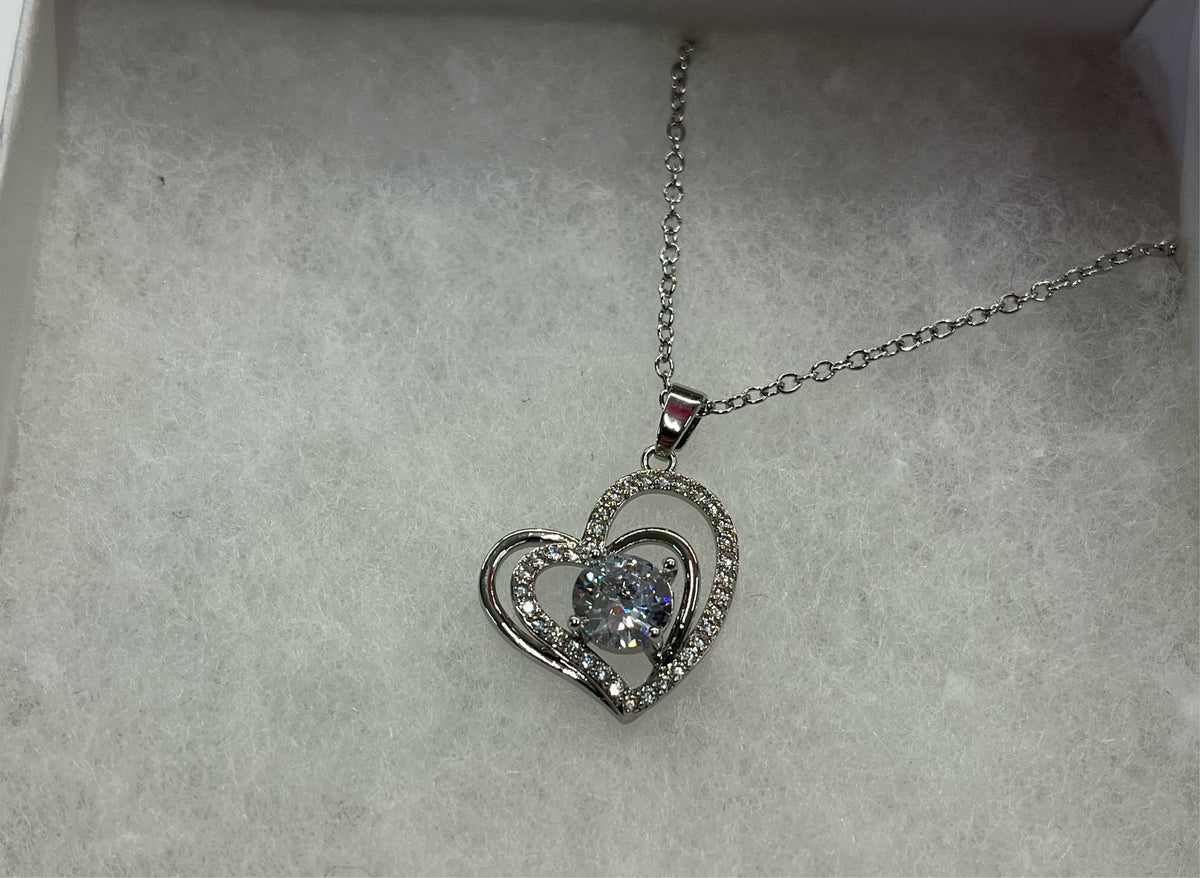 Elegant Silver Heart Necklace